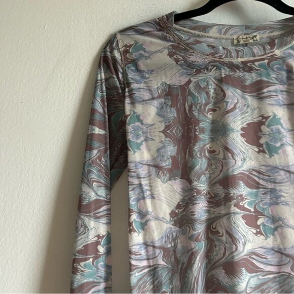 Free People Intimately Free Sz M Walk This Way Marble Sheer Top - Picture 2 of 8